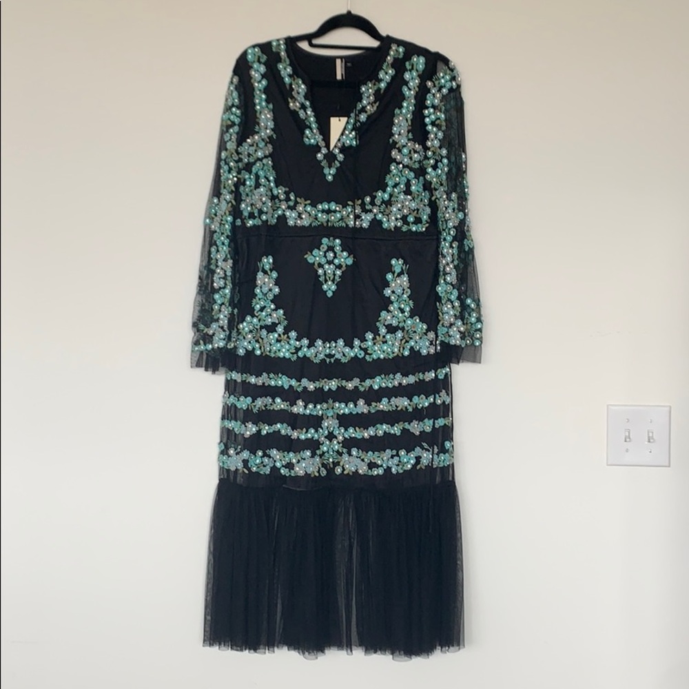 Topshop Embroidered Mesh Dress